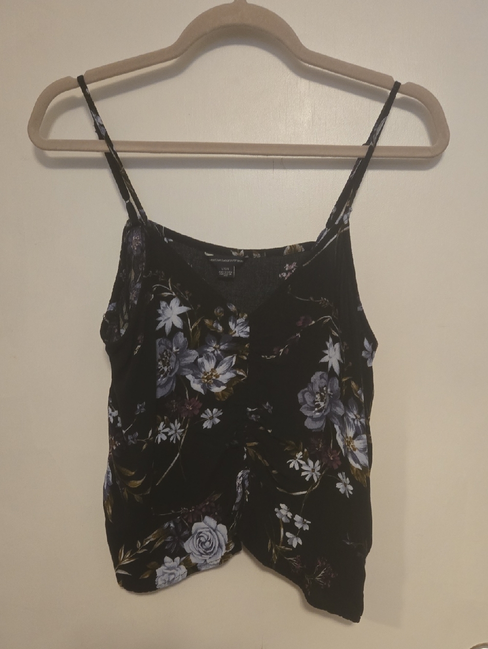 American Eagle Outfitters Floral Rouched Tie Front Tank Top